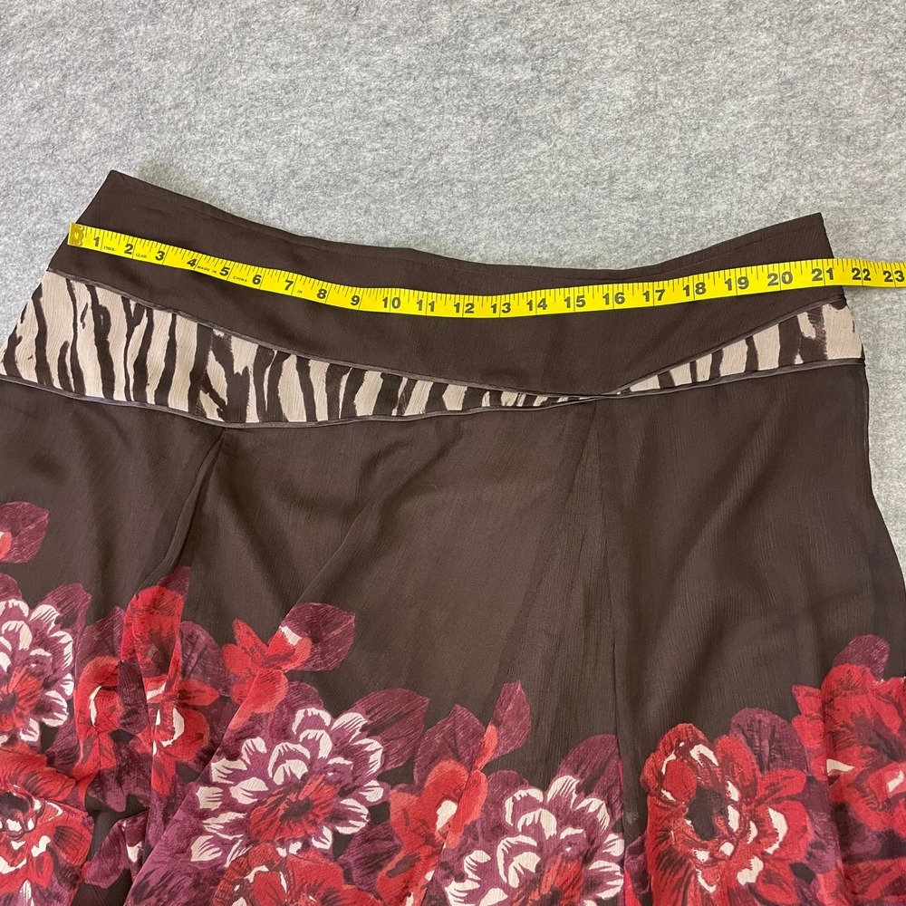 Coldwater Creek Brown Floral Zebra Print Chiffon Maxi Skirt XXL Gypsy Fairy - Picture 12 of 13